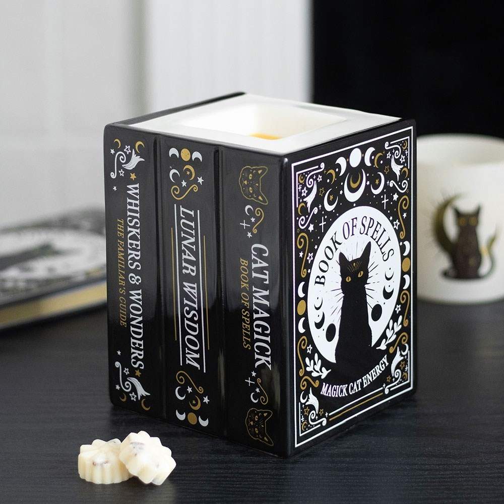 Something Different - Black Cat Book of Spells and Wax Warmer BrÃ»leur fioul - Noir
